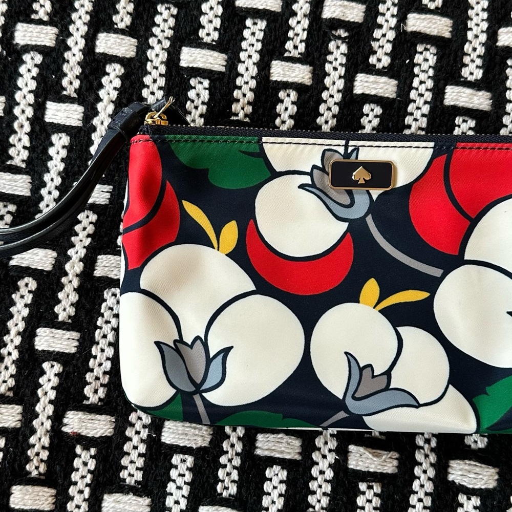 Kate Spade | Blazing Blue Floral Dawn Breezy Medium Double Zip Wristlet